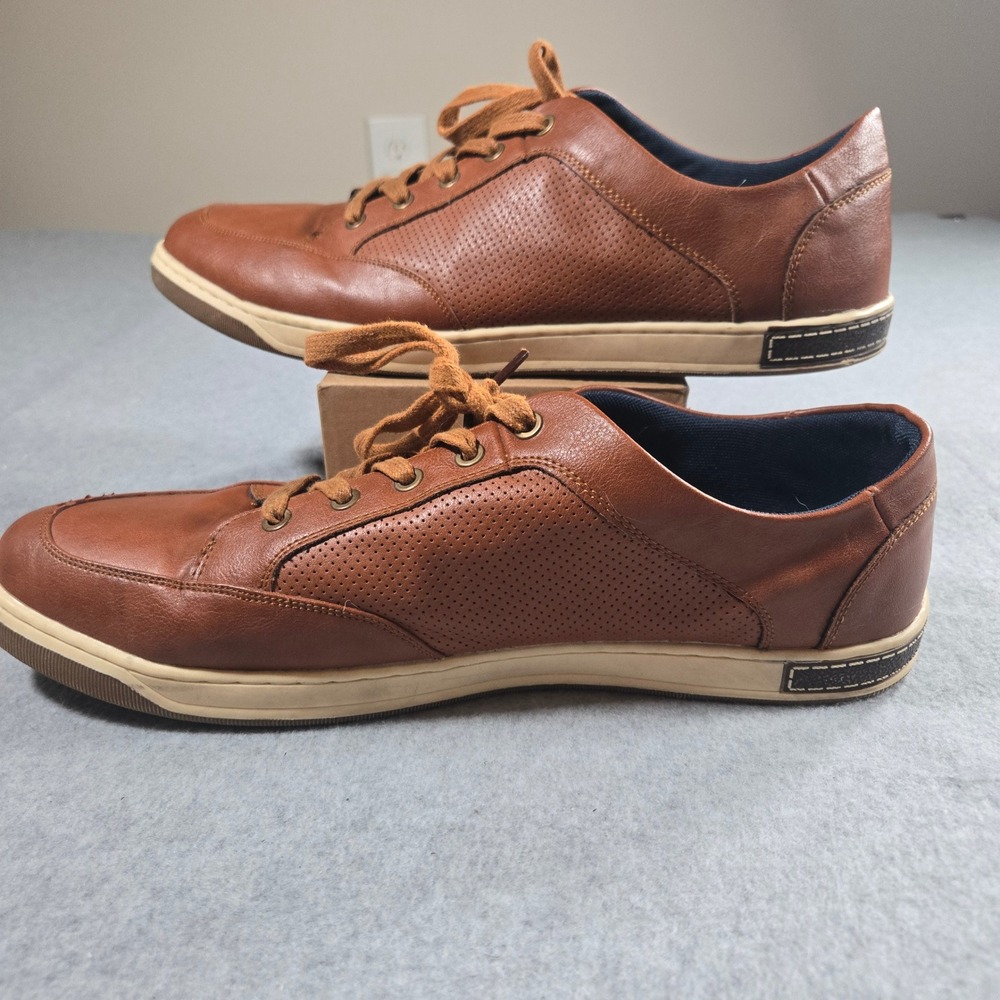 Jousen Milan Mens Oxford Sneakers Brown Perforated Lace Up Shoes Size 13 A81Q07